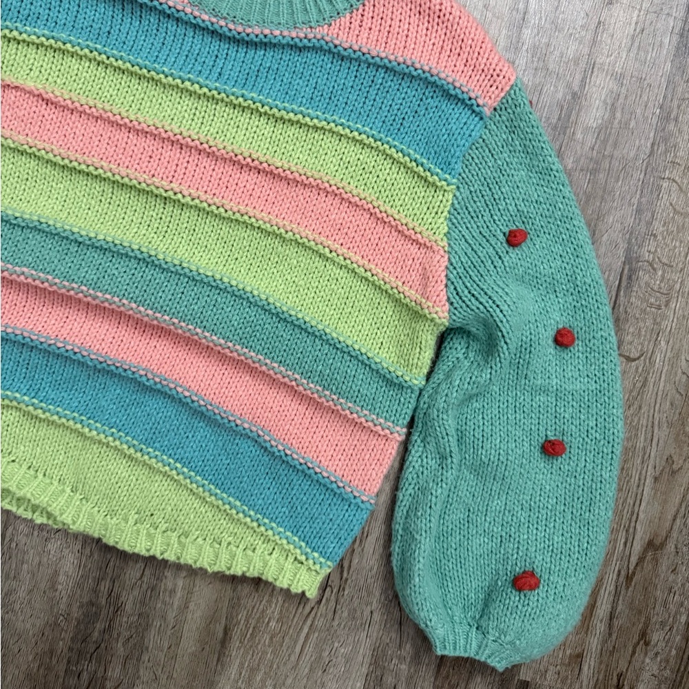 Umgee • Striped Color Block Pom Pom Sweater - Picture 8 of 14